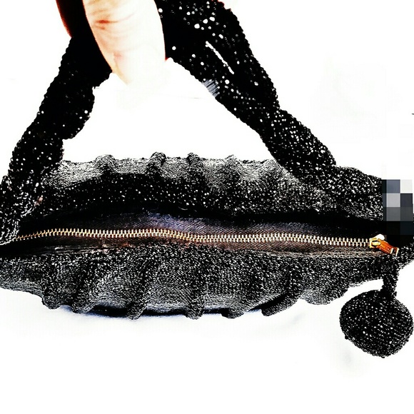 Antique 1920's Beaded Carnival Glass Box Bag - Picture 3 of 8